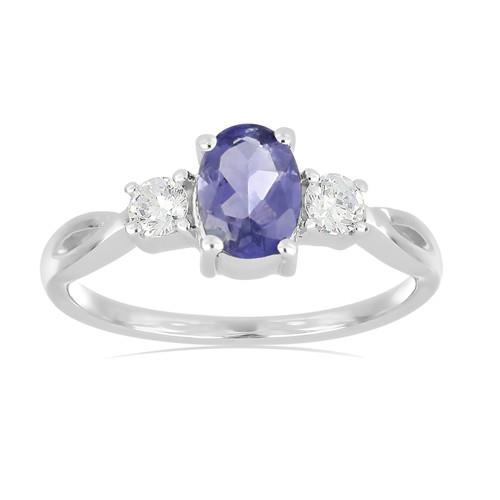 STERLING SILVER NATURAL  IOLITE GEMSTONE CLASSIC RING